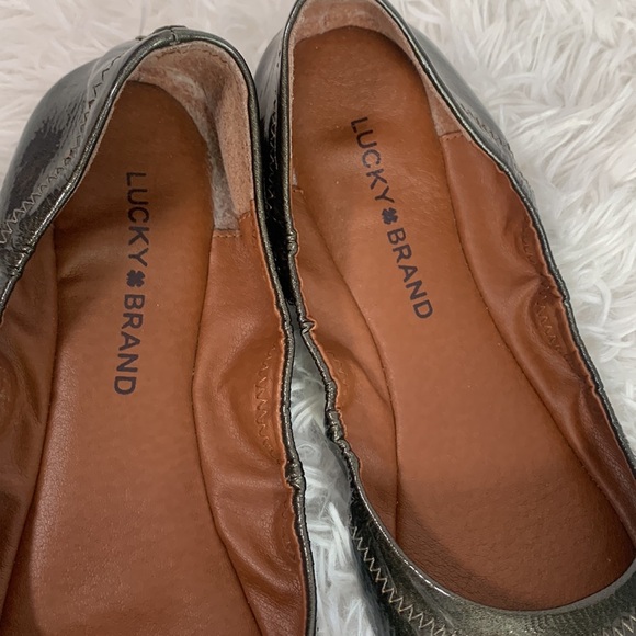 Lucky Brand Shiny Dark Grey Ballet Flats - Picture 5 of 6